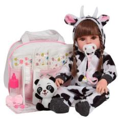 Imagem de Boneca Bebê Reborn Realista Com Roupa De Vaquinha Completo - Cegonha R