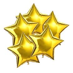 Imagem de 5 Balões De Estrela Metalizado Dourado Grande 18 Polegadas