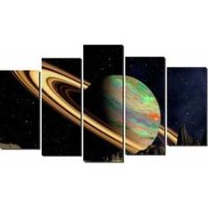 Imagem de Quadros Decorativos Planeta Saturno 5 peças
