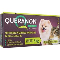 Imagem de Queranon 5 kg 30 Comprimidos Cães Gatos Porte Pequeno Pelagem e Crescimento Pelo