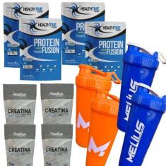 Imagem de 4X Whey Fusion 1.8 Kg (7,2 Kg) + 4X Creatina 300G + 4 Coqueteleira 700