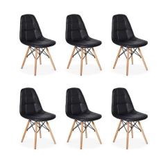 Imagem de Conjunto 6 Cadeiras Dkr Charles Eames Wood Estofada Botonê - 