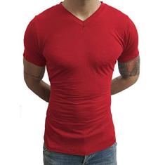 Imagem de Camiseta Masculina Slim Fit Gola V Manga Curta Básic Sjons tamanho:m;cor: