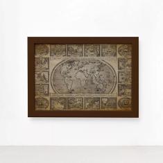 Imagem de Quadro Vintage Mapa Antigo Navegações Moldura Marrom 33x43cm
