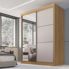 Imagem de Guarda Roupa Casal 2 Portas 3 Gavetas com Espelho 100% mdf Grécia