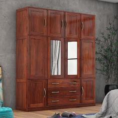 Imagem de Guarda Roupa Casal com Espelho 10 Portas 3 Gavetas Paris Lanes Móveis Mogano