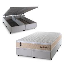 Imagem de Conjunto Box Baú Alford Bege 193x203x73 c/ Molas Ensacadas