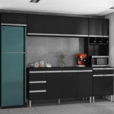 Imagem de Cozinha Completa Compacta 280cm Madrid Preto - Montanaris Decor - Md M