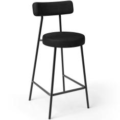 Imagem de Banqueta Baixa Para Cozinha Sala De Jantar Bar Bancada Milão L02 Couríssimo Preto - Lyam Decor