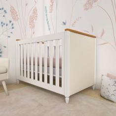 Imagem de Berço Tudor Estofado Timber Branco/Marrom