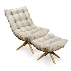 Imagem de Kit 1 Poltrona E 1 Puff Giratório Costela Suede Bege Drossi