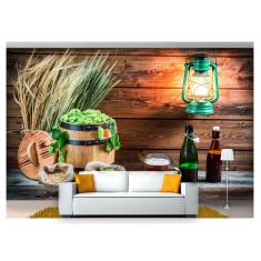 Imagem de Papel De Parede Cerveja Bebida Barril Lupulo 3D Al65