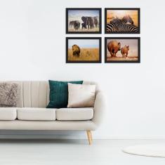 Imagem de Quadros Animais Safari Para Sala Moldura  33X43cm 4Un