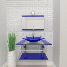 Imagem de Gabinete de Vidro 60cm Inox com Cuba Retangular  Escuro