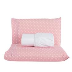 Imagem de Jogo De Lençol Poá King Percal 180 Fios 03 Peças - Rosê - Casaborda En