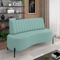 Imagem de Sofá Living Decorativo 2 Lugares 1,60M Katara Pés de Ferro Linho Rústico Azul G33 - Gran Belo