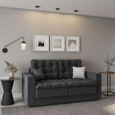 Imagem de sofá 3 lugares retrátil dresden  suede grafite