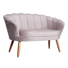 Imagem de Namoradeira Decorativa Estofada Para Salão de Beleza Pétala Veludo Rose - LM DECOR