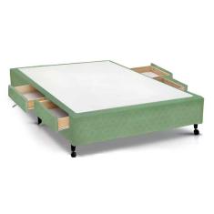 Imagem de Cama Box Base C Gavetas Casal Poli Tecido Green 138X27 C 4 Gavs Castor