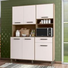 Imagem de Kit Cozinha 6 Portas 1 Gaveta Fortaleza Carvalho Off-White