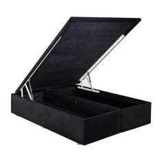 Imagem de Base Cama Box Baú Casal Bipartida com Pistão a Gás 138x188x41 Cor Preto