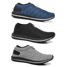 Imagem de Kit 3 Pares de Tênis Masculino Meia Sem Cadarço Calce Fácil Macio - NI