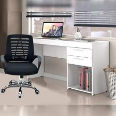 Imagem de Conjunto Escritório Home Office com Escrivaninha 2 Gavetas  e Cadeira Giratória Viena 
