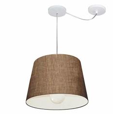 Imagem de Lustre Pendente Cone Com Desvio de Centro Vivare Md-4274 Cúpula em Tecido 30x40cm - Bivolt