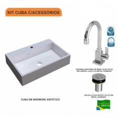 Imagem de Kit Cuba RT55 com Torneira Luxo 1195 e Válvula Click 1 Polegada B Compace 