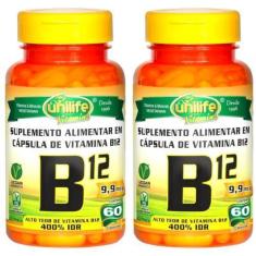 Imagem de Vitamina B12 Cobalamina Vegana 60 Cápsulas De 450Mg Kit Com 2 - Unilif