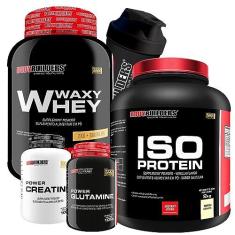 Imagem de KIT Waxy Whey 2kg + Iso Protein 2kg+ Power Creatina 100g + Power Glutamina 100g + Coqueteleira - Bodybuilders Sabor Baunilha