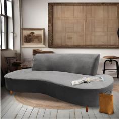 Imagem de Sofá Curvo Living Premium 3 Lugares Para Sala Quarto Escritório Corino Cinza - Ahazzo Móveis