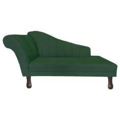 Imagem de Recamier Divã Para Sala Cecilia Pés Retro Tabaco 1.60cm Suede Verde -