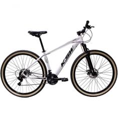 Imagem de Bicicleta Aro 29 Ksw Xlt Alumínio 27v Freio Disco Mecânico Garfo Suspensão Pneu Faixa - Branco Tam.19