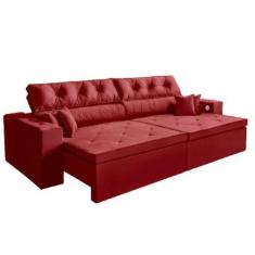 Imagem de Sofá 5 Lugares Smart 3,02 Metros Vermelho Retrátil Reclinável Tecnolog