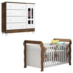 Imagem de Berço Americano Lara e Cômoda Ariel Branco Acetinado Amadeirado - Caro