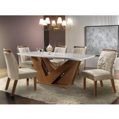 Conjunto Sala de Jantar 6 Cadeiras Kate Siena Moveis