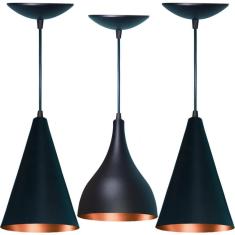 Imagem de Kit Pendentes 2 Cones E 1 Gota Cor  Fosca E Cobre