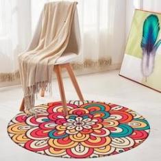 Imagem de Tapete Redondo Wevans Mandala Flor Multicolor 94cm