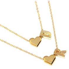 Imagem de Colar Duplo Casal Namorados Inicial Nome Folheado 18k