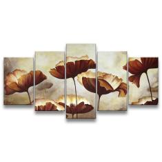 Imagem de Quadro Decorativo 129X63 Sala Quarto Flores Papoula Aquarela