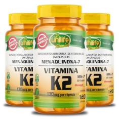 Imagem de Kit 3 Vitamina K2 Menaquinona-7 Unilife 120 cápsulas