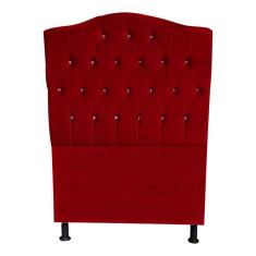 Imagem de Cabeceira De Cama Box Princesa Solteiro 90 Cm Botão Strass Suede Vermelho Eli Móveis