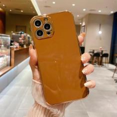 Imagem de Capa de telefone doce galvanizada macia para iPhone 11 12 13 14 15 X XR XS Max Pro Max 7 8 Plus SE2020 mini capa protetora, marrom, para iPhone 11Pro Max