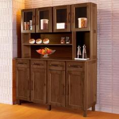 Imagem de Armário de Cozinha Maranhão 8 Portas 4 Gavetas com Vidro Imbuia Natura