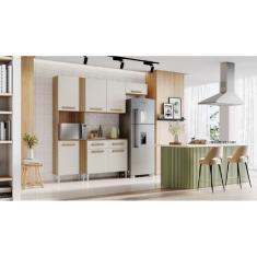 Imagem de Kit Cozinha Armário e Balcão Juma 7 Portas e 2 Gavetas Off White - Aramóveis