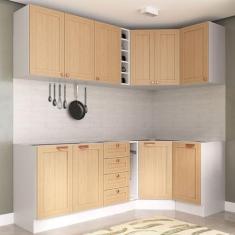 Imagem de Cozinha Modulada 8 Peças sem Tampo 4 Aéreos e 4 Balcões Arizona Cabecasa Madeiramadeira Figueira
