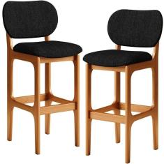 Imagem de Kit 2 Banquetas Alta Cozinha Betta L02 Imbuia Chumbo