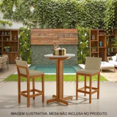 Imagem de Kit 2 Banquetas Alta Luxo Pérola com Encosto Estofada em Veludo Bege M