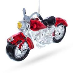 Imagem de Enfeite de Natal de vidro soprado de motocicleta vermelha